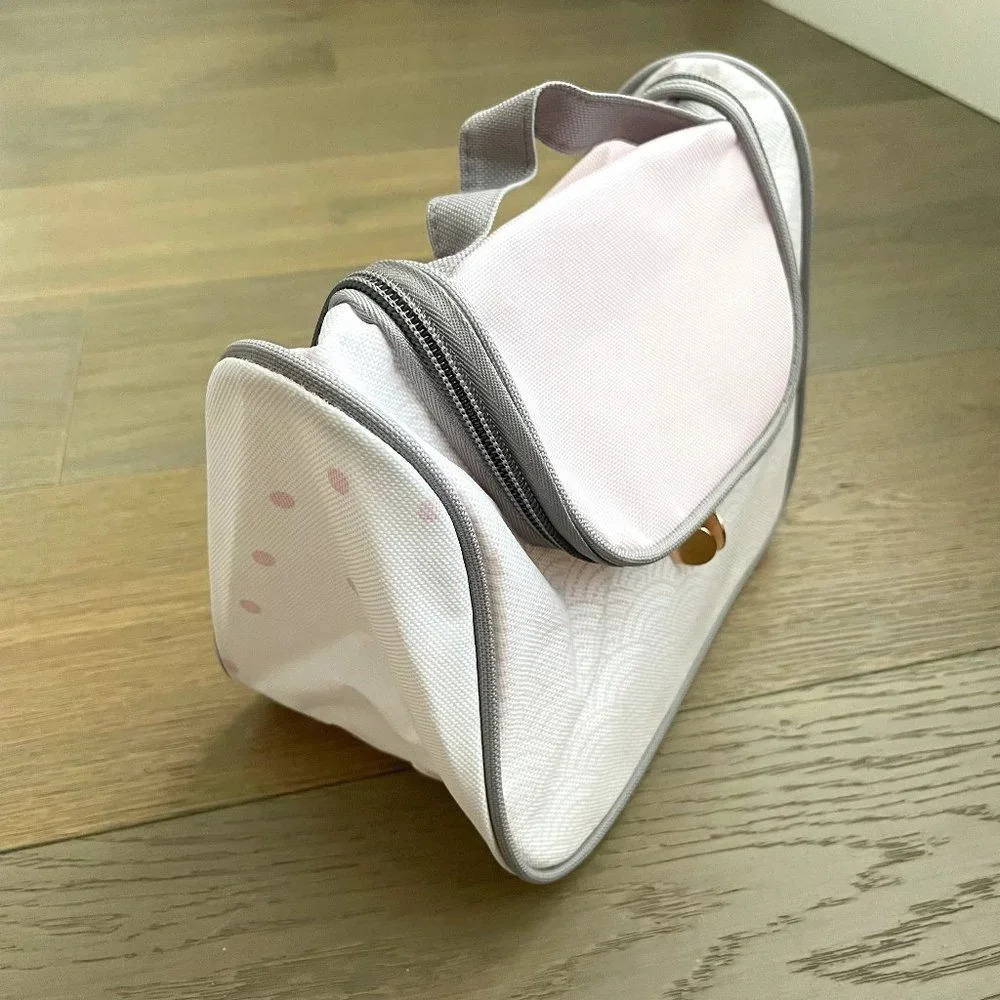 Lightweight Multi Purpose Zippered Case w Handle Pink White Gray Sz OS NWOT